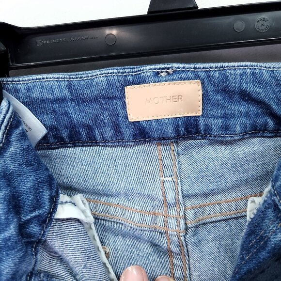 Mother Womens The Looker Ankle Fray Jeans 27 Stretch Mid Rise Distress Raw Hem - Picture 13 of 16